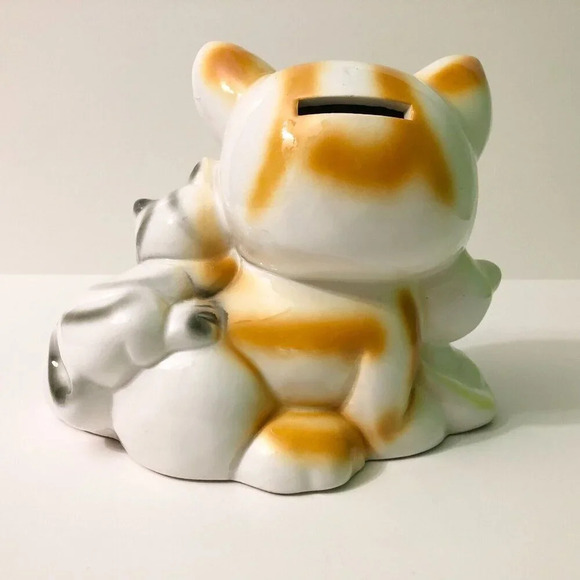 Vintage Cat Coin Bank Kittens Ceramic  Figurine 8 Inch Long Kitsch - Picture 3 of 16